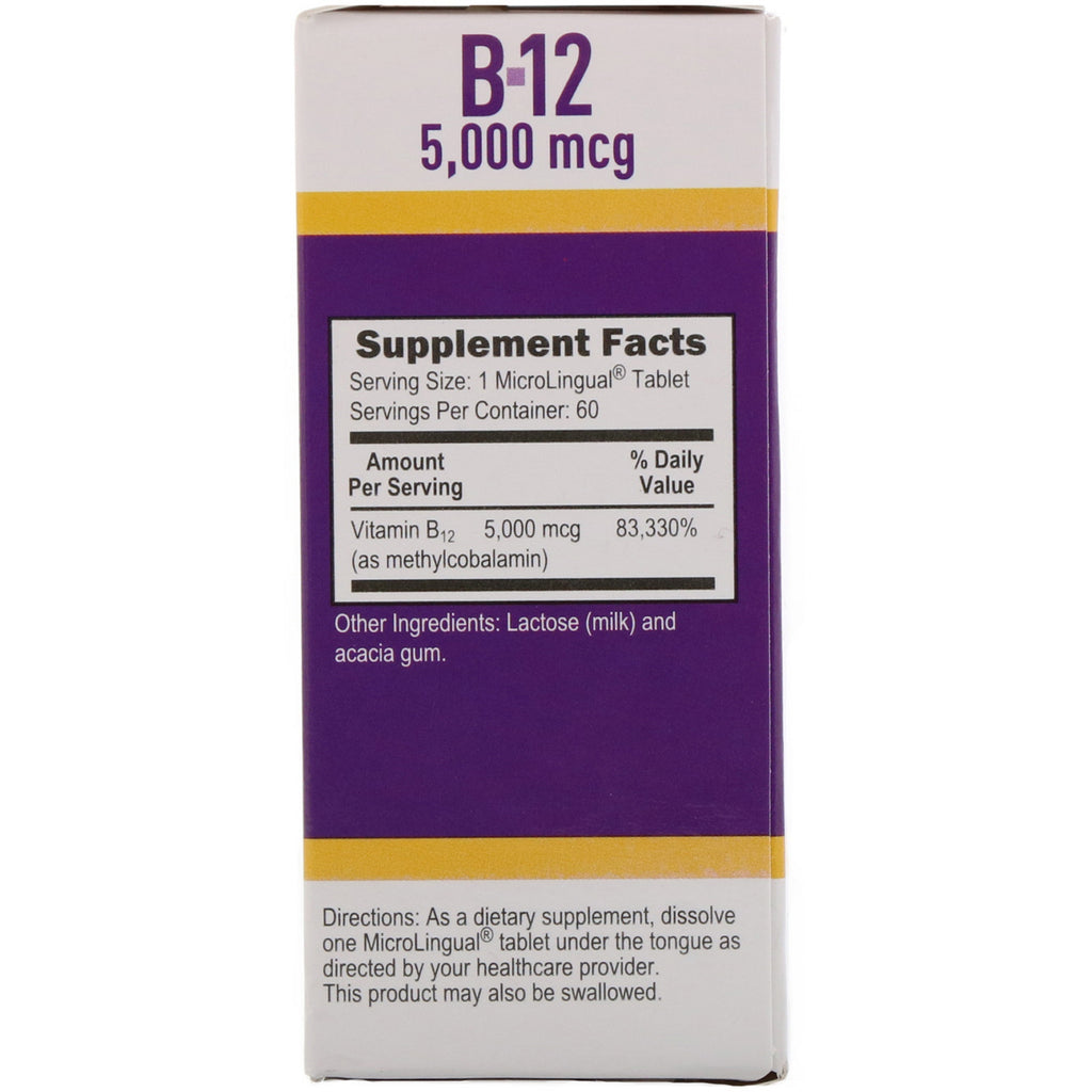 Superior Source, Methylcobalamin B-12, 5.000 mcg, 60 tabletter