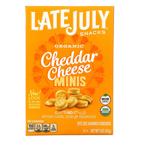 Late July, Organic Mini Bite Size Sandwich Crackers, Cheddar Cheese, 5 oz (142 g)