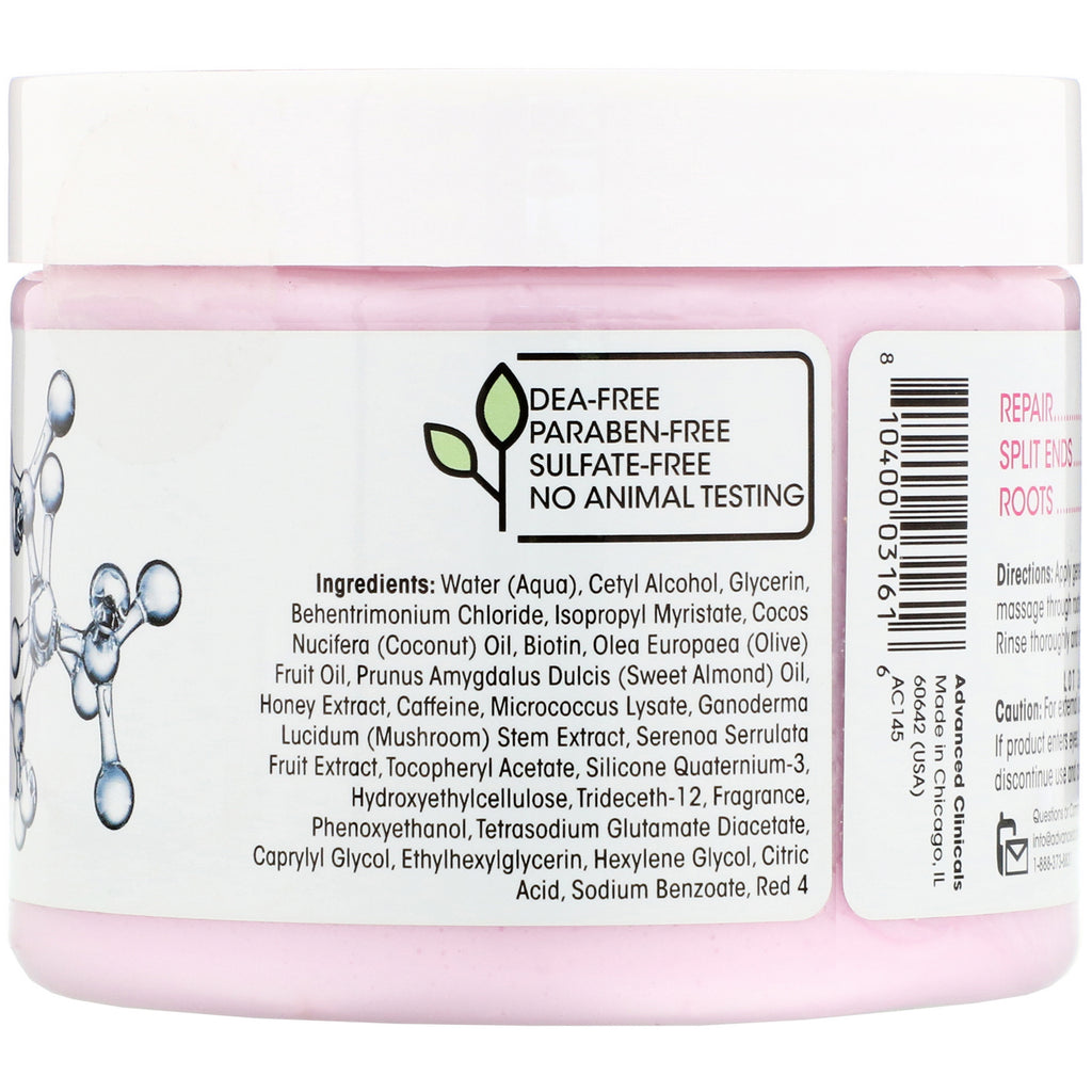 Advanced Clinicals, Biotina, reparación del cabello antirotura, 12 fl oz (355 ml)
