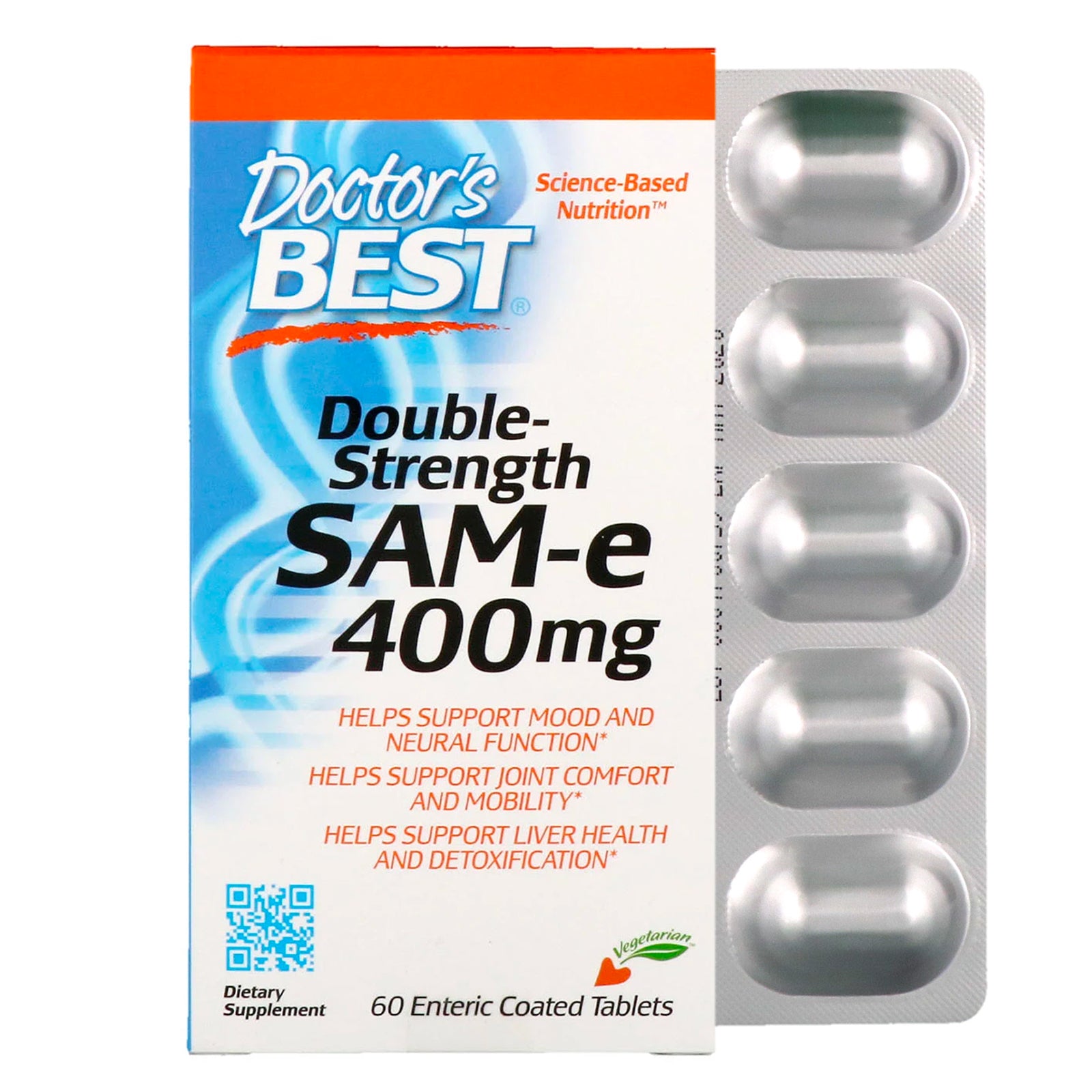 Doctor's Best, SAM-e, Double-Strength, 400 mg, 60 Enteric Coated Tablets