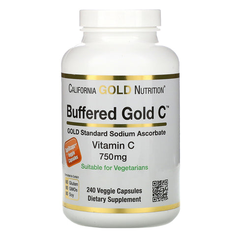 California Gold Nutrition, Buffered Vitamin C Capsules, 750 mg, 240 Veggie Capsules