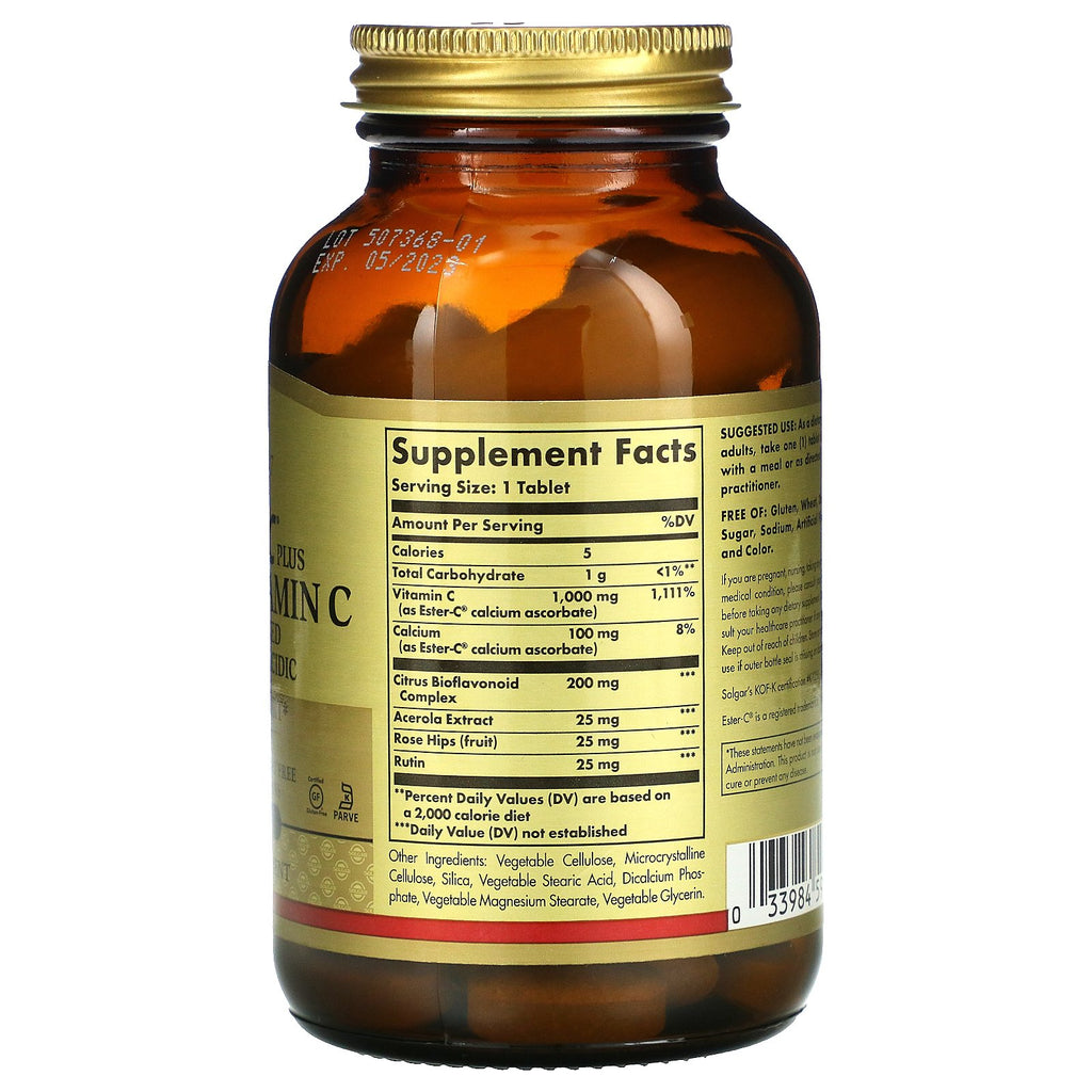 Solgar, Ester-C Plus, C-vitamin, 1.000 mg, 90 tabletter