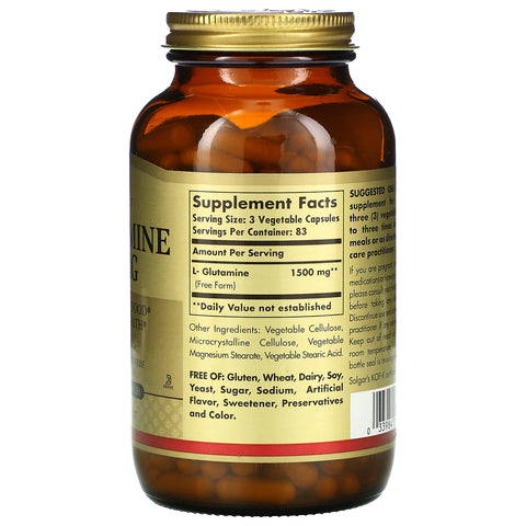 Solgar, L-Glutamina, 500 mg, 250 Cápsulas Vegetales