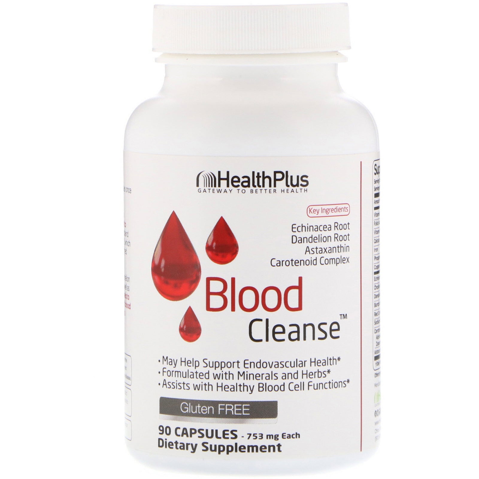 Health Plus, Blood Cleanse, 753 mg, 90 Capsules