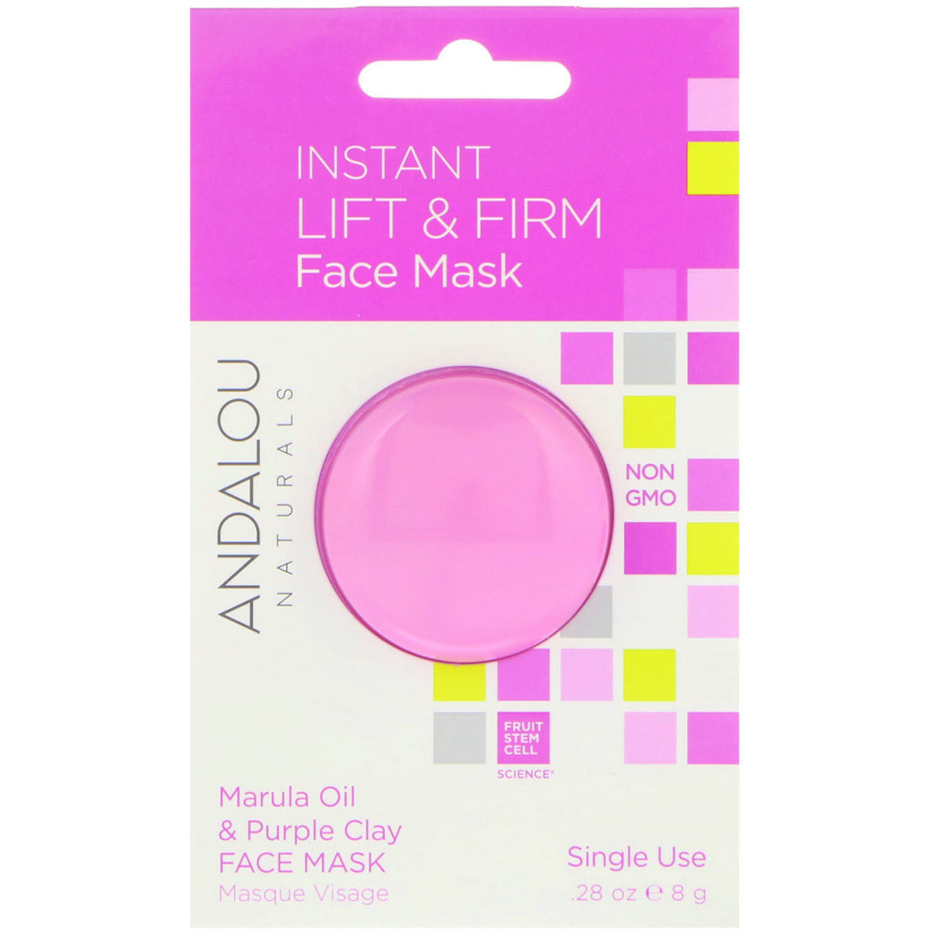 Andalou Naturals, Instant Lift & Firm, Marula Oil & Purple Clay Beauty Face Mask, .28 oz (8 g)