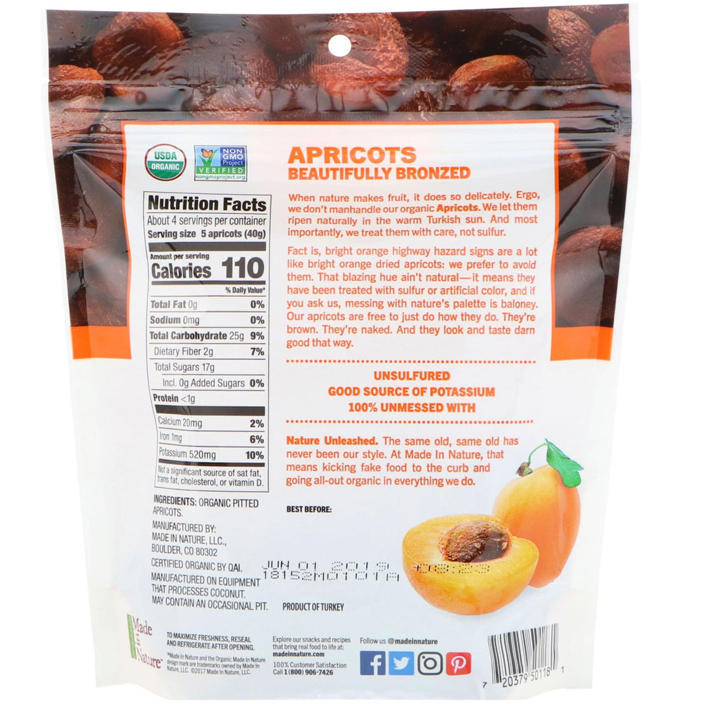 Made in Nature, tørrede abrikoser, In The Buff Supersnacks, 6 oz (170 g)