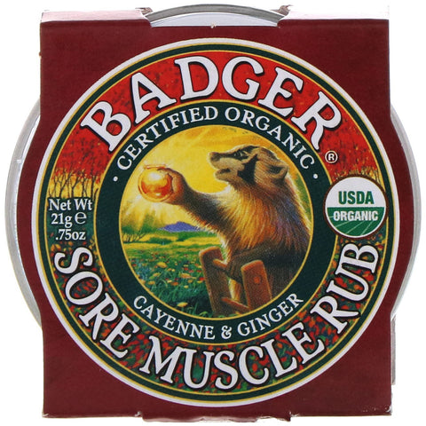Badger Company, Sore Muscle Rub, Cayenne og ingefær, 21 g
