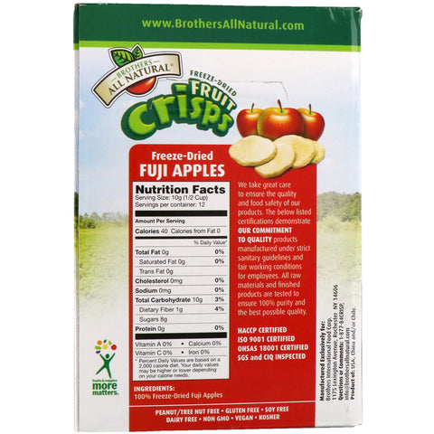 Brothers-All-Natural, Freeze-Dried - Fruit Crisps, Fuji Apples, 12 Single-Serve Bags, 4.23 oz (120 g)