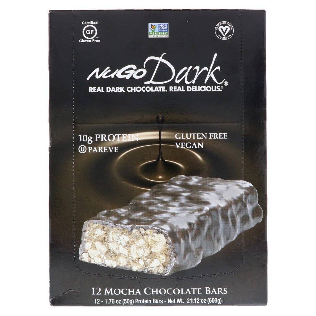 NuGo Nutrition, NuGo Dark, barras de proteína, chocolate moca, 12 barras, 50 g (1,76 oz) cada una