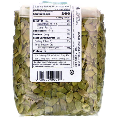 Bergin Fruit and Nut Company, Pepitas crudas, 10 oz (284 g)