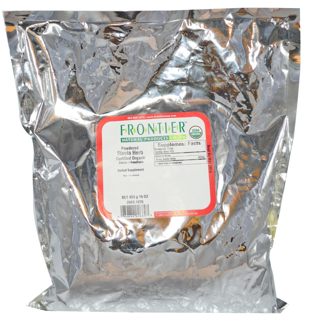 Frontier Natural Products, Hierba Stevia en polvo, 16 oz (453 g)