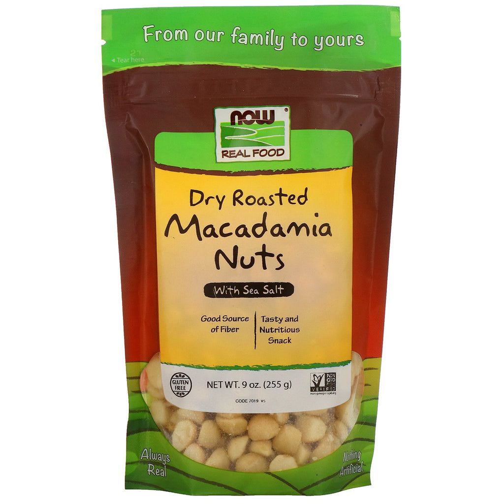 Now Foods, Real Food, Macadamia Nuts, Dry Roasted, Salted, 9 oz (255 g)