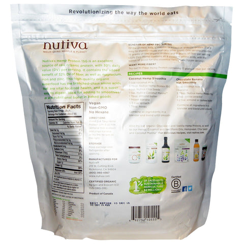 Nutiva, Hamp Protein 15g, 3 lbs (1,36 kg)