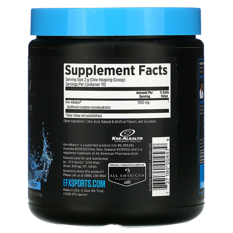 EFX Sports, Kre-Alkalyn EFX Powder, Blue Frost, 7,76 oz (220 g)