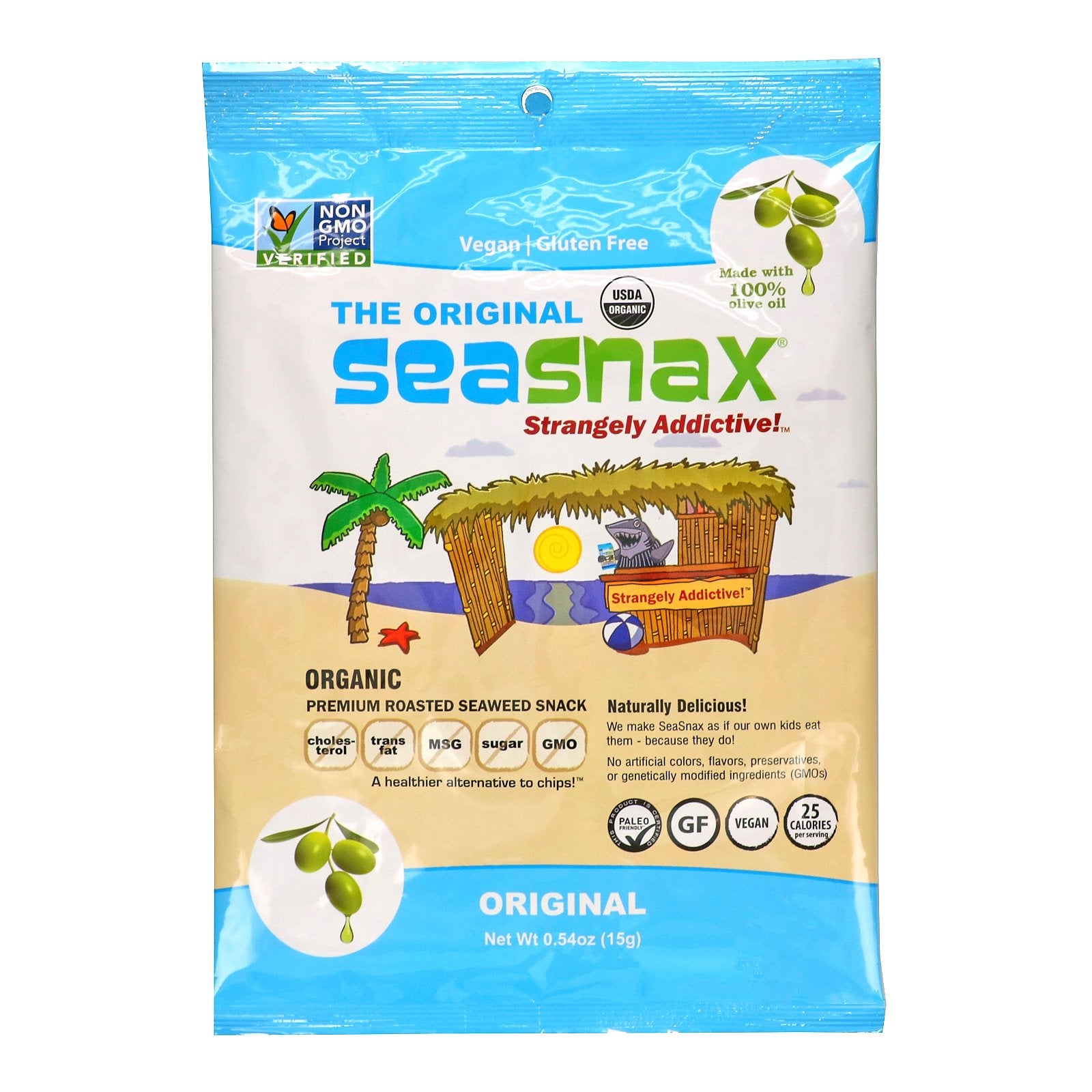 SeaSnax, Organic Premium Roasted Seaweed Snack, Original, 0.54 oz (15 g)