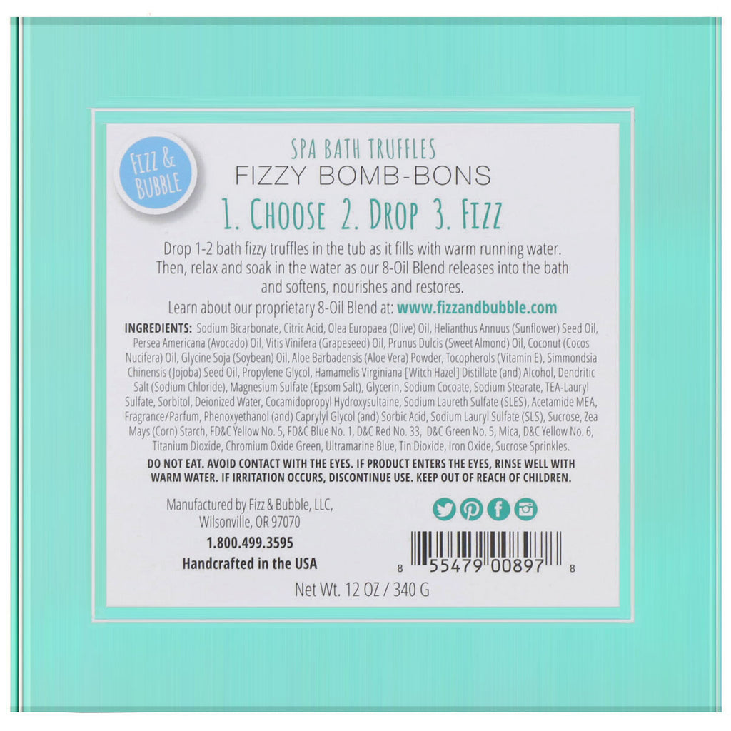 Fizz & Bubble, Spa Bath Truffles, Fizzy Bomb-Bons, 12 oz (340 g)
