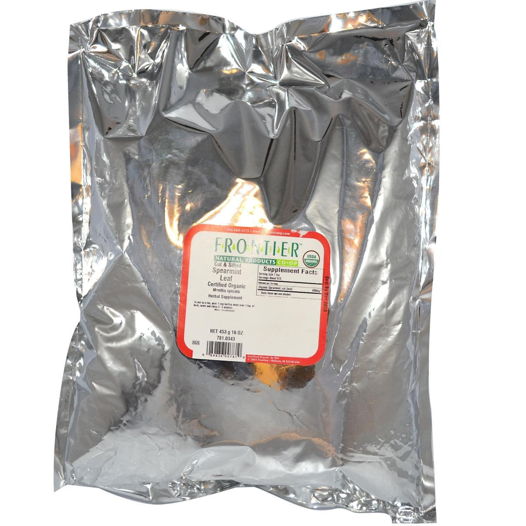 Frontier Natural Products, Hoja de menta verde cortada y tamizada, 16 oz (453 g)