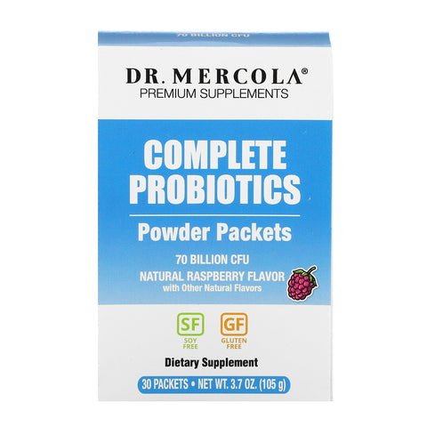 Dr. Mercola, Complete Probiotics Powder Packets, Natural Raspberry , 30 Packets, 0.12 oz (3.5 g) Each