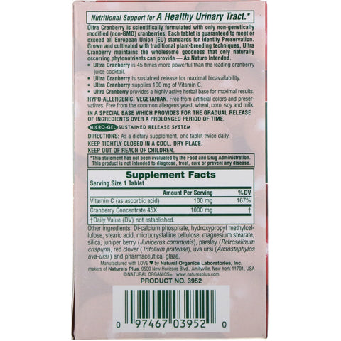 Nature's Plus, Ultra Cranberry 1000, 60 tabletter