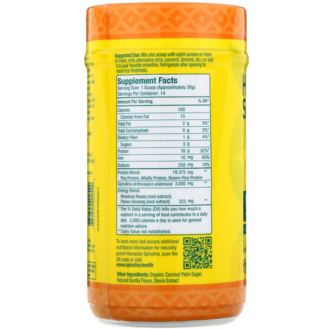 Nutrex Hawaii, Hawaiian Spirulina, Protein Shake, Natural Vanilla, 12.8 oz (364 g)