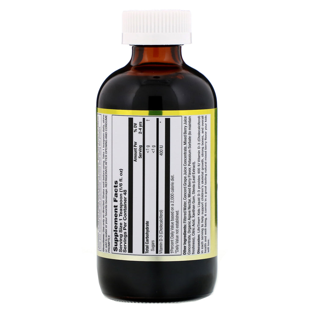 LifeTime Vitamins, Kids Liquid D-3, mezcla de bayas naturales, 400 UI, 8 fl oz (237 ml)