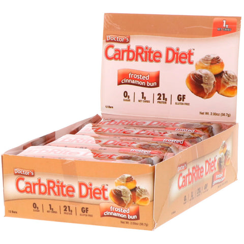 Universal Nutrition, Doctor's CarbRite Diet Bars, Frosted Cinnamon Bun, 12 Bars, 2.00 oz (56.7 g) Each
