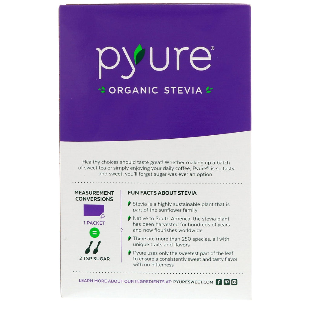 Pyure, Stevia granulerede sødemiddelpakker, 80 tal, 2,82 oz (80 g)