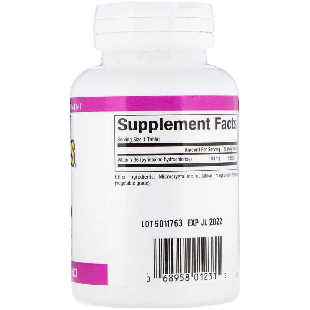 Naturlige faktorer, vitamin B6, Pyridoxin HCl, 100 mg, 90 tabletter