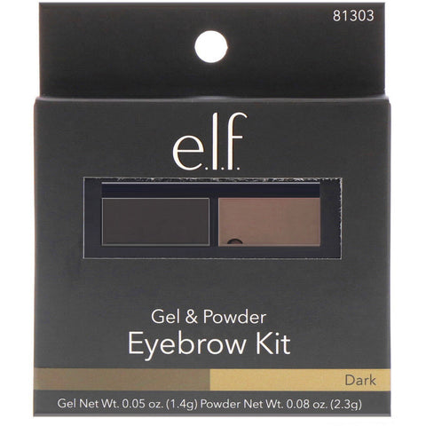 ELF, Eyebrow Kit, Gel & Powder, Dark, Gel 0,05 oz (1,4 g) Pulver 0,08 oz (2,3 g)