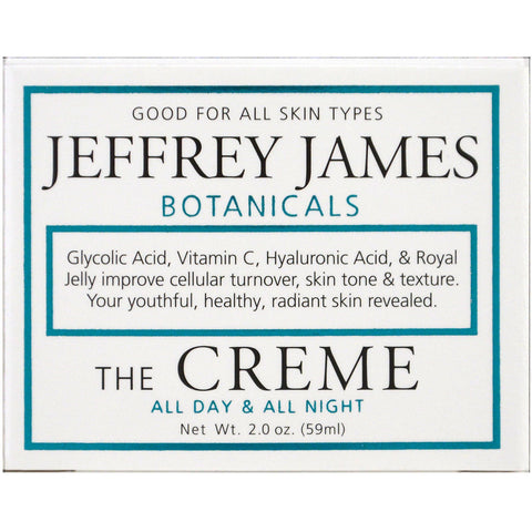 Jeffrey James Botanicals, La crema, todo el día y toda la noche, 2,0 oz (59 ml)