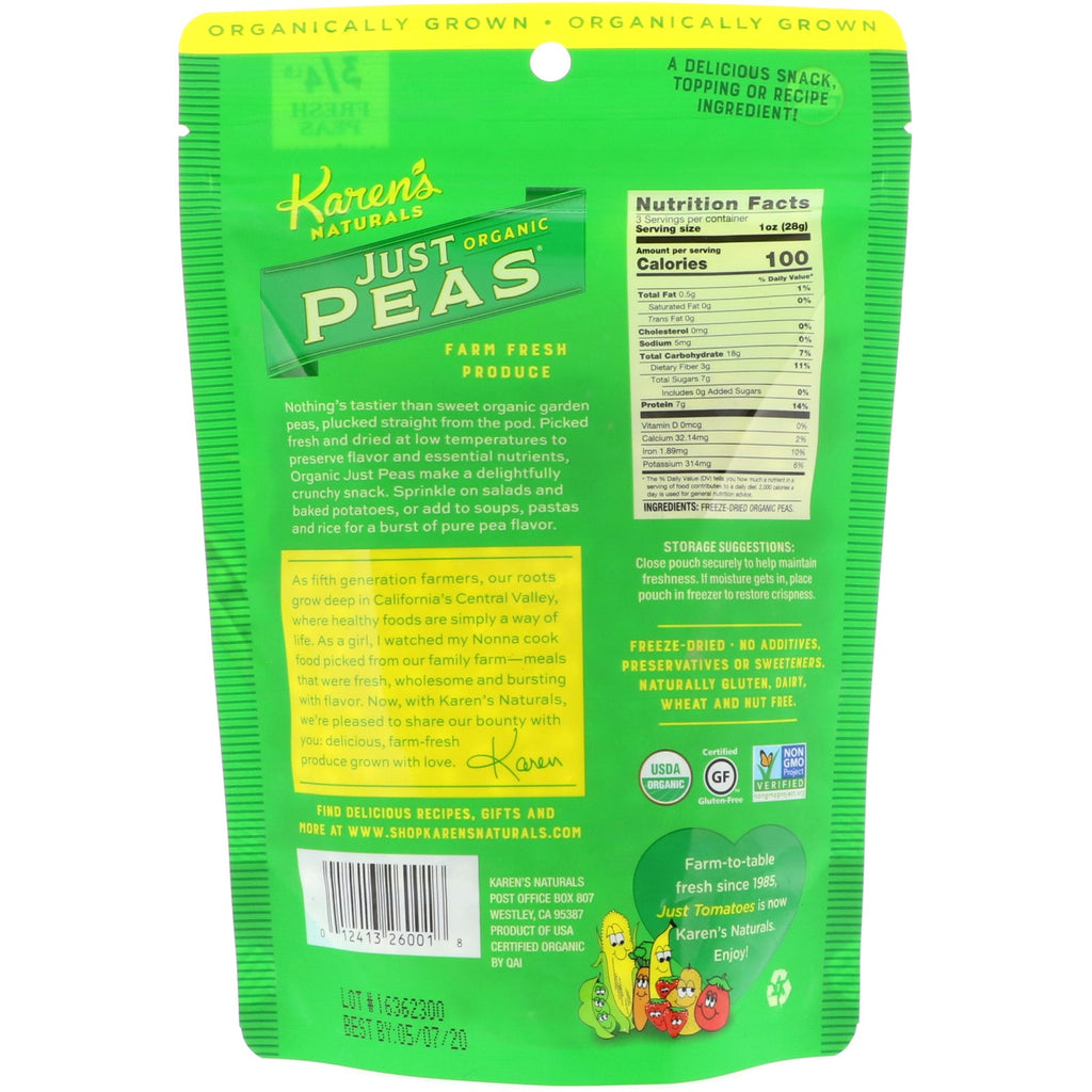 Karen's Naturals,  Just Peas, 3 oz (84 g)