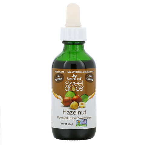 Wisdom Natural, SweetLeaf, Sweet Drops Stevia Sweetener, Hazelnut, 2 fl oz (60 ml)