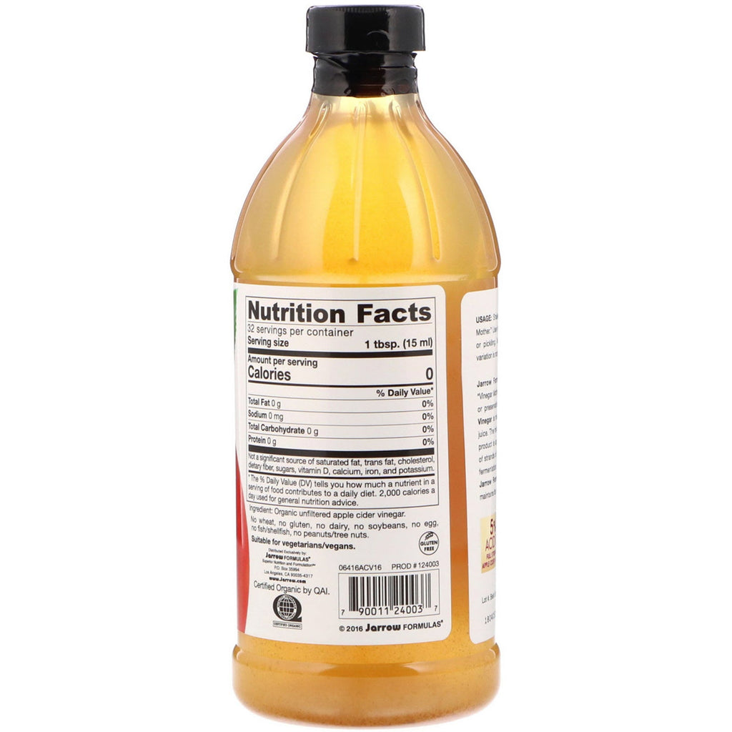 Jarrow Formulas, Vinagre de sidra de manzana, 16 fl oz (473 ml)