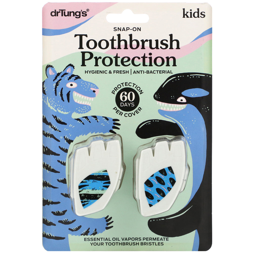 Dr. Tung's, Protección para cepillo de dientes a presión para niños, 2 unidades