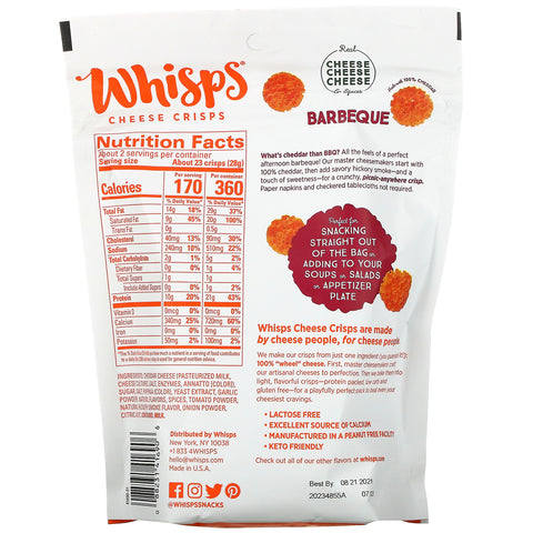 Whisps, Barbeque Cheese Crisps, 2,12 oz (60 g)