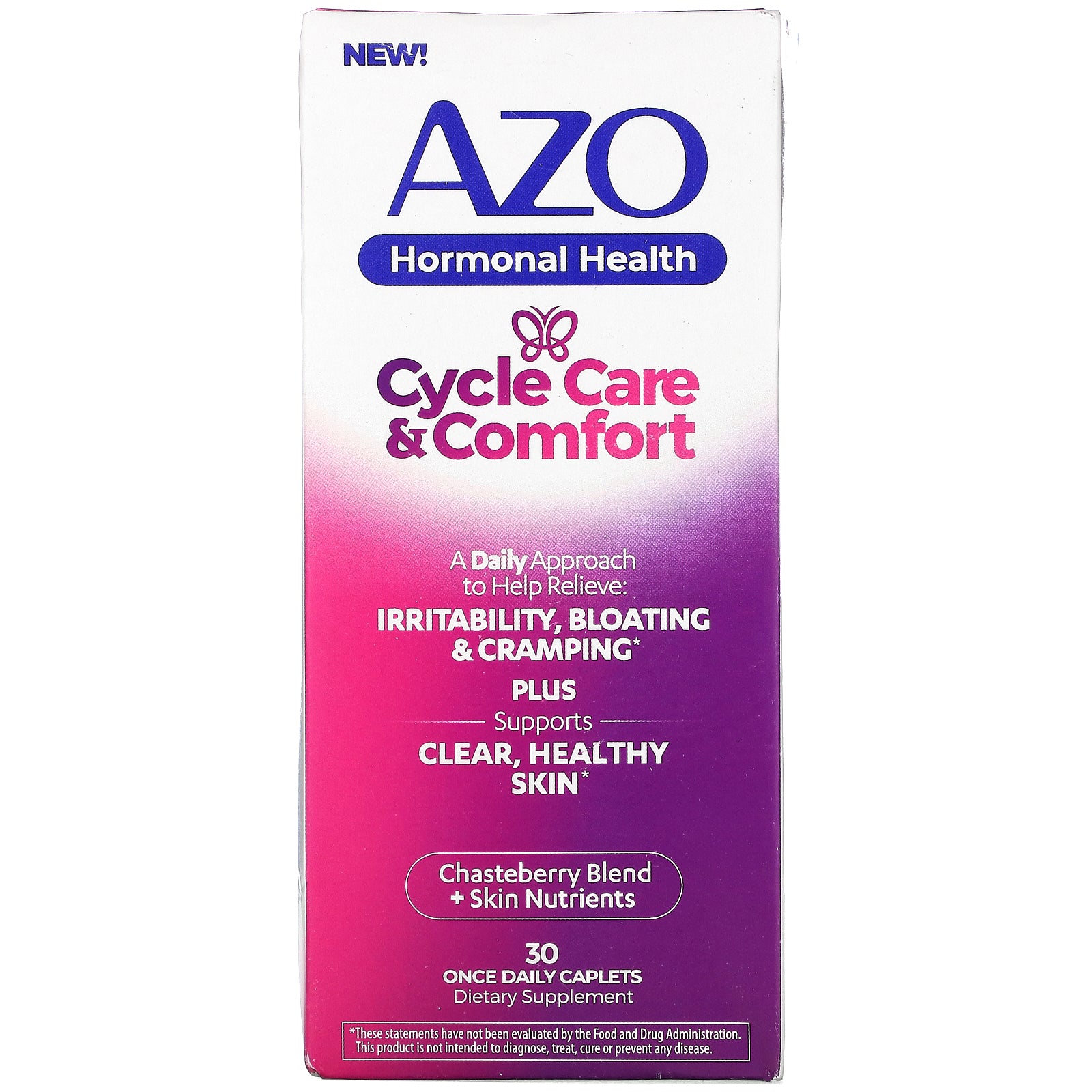 Azo, Hormonal Health, Cycle Care & Comfort, 30 Once Daily Caplets