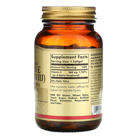 Solgar, E-vitamin, naturligt fremstillet, 268 mg (400 IE), 100 softgels