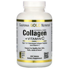 California Gold Nutrition, Hydrolyzed Collagen Peptides + Vitamin C, Type 1 & 3, 250 Tablets
