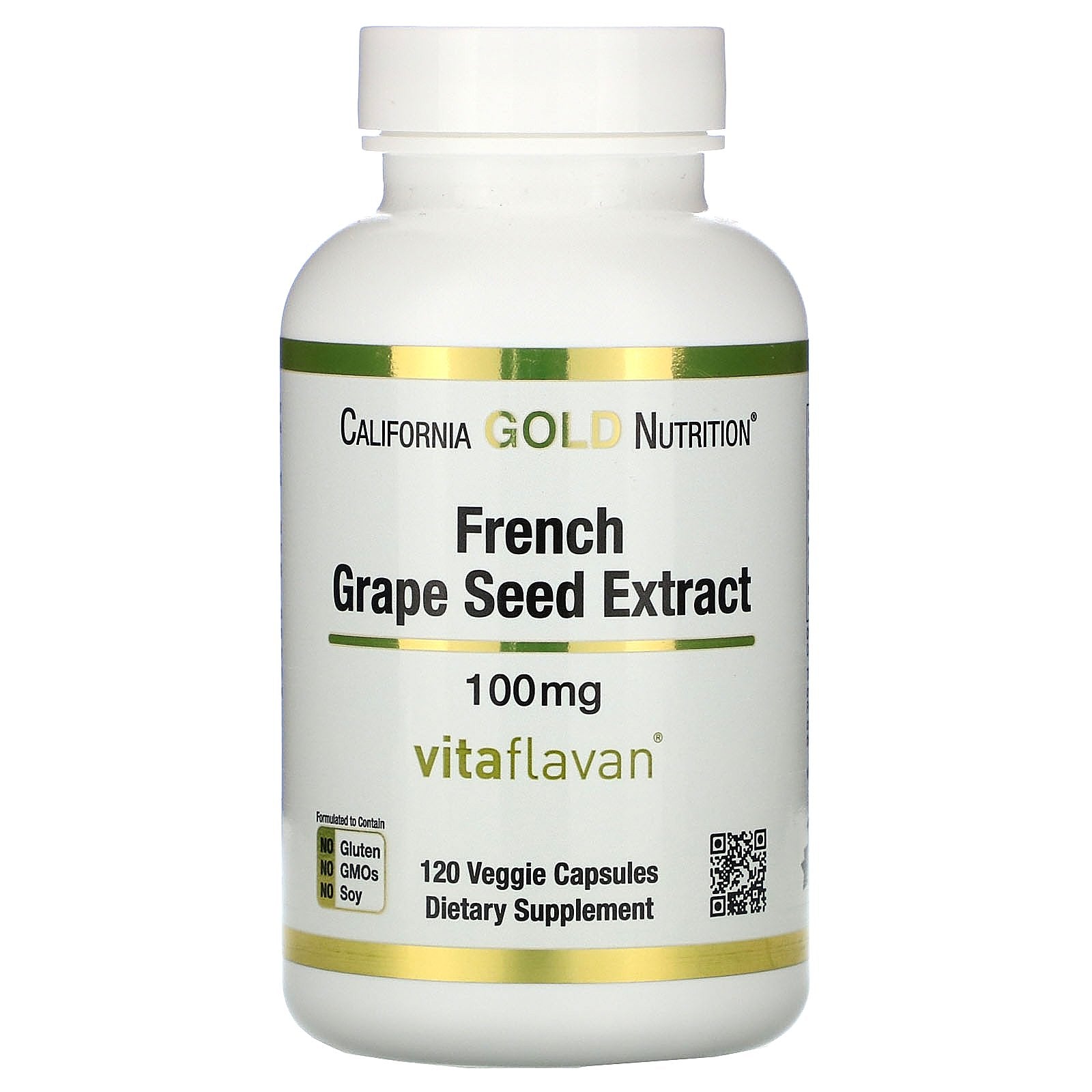 California Gold Nutrition, French Grape Seed Extract, VitaFlavan, Antioxidant Polyphenol, 100 mg, 120 Veggie Caps