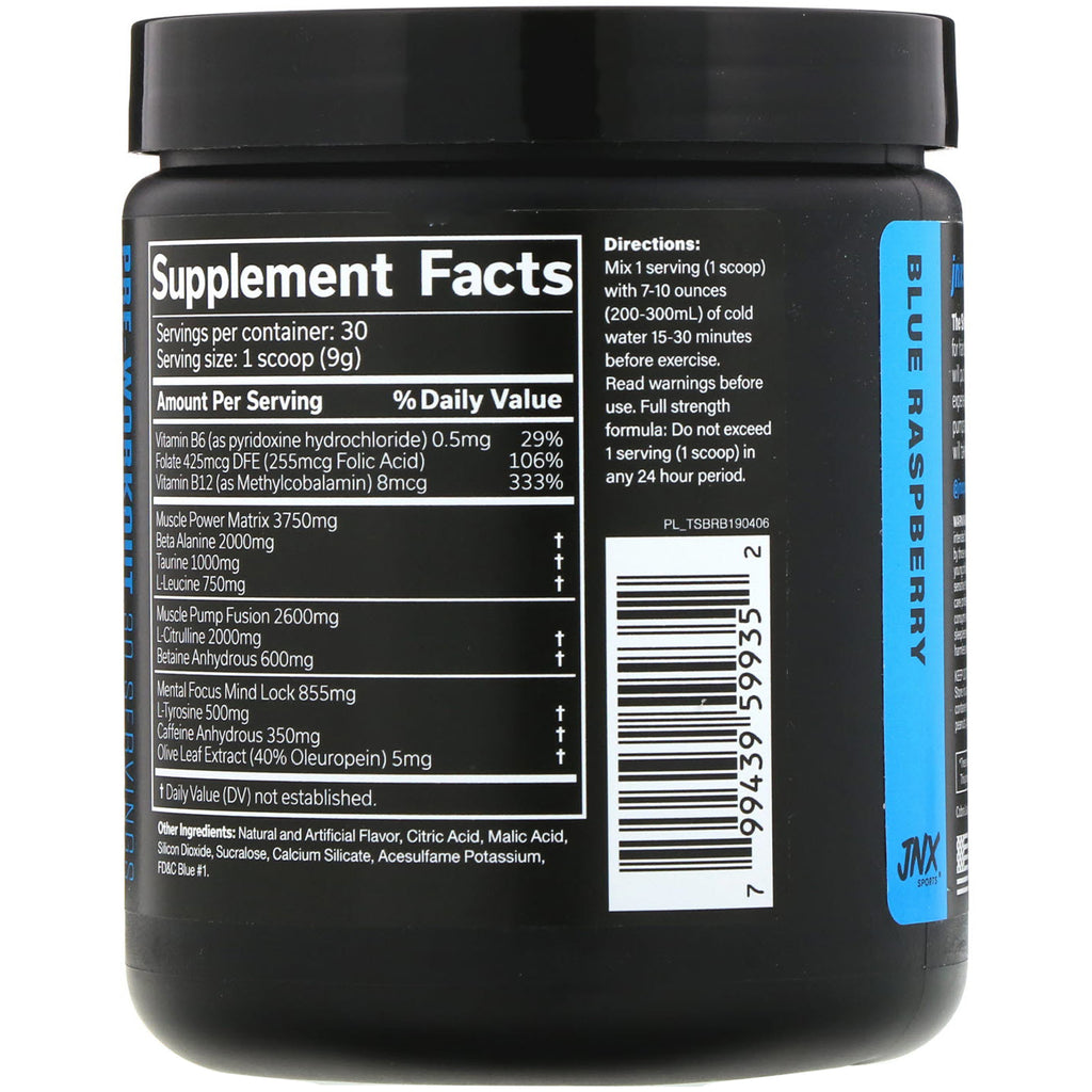 JNX Sports, The Shadow, preentrenamiento, frambuesa azul, 270 g (9,5 oz)