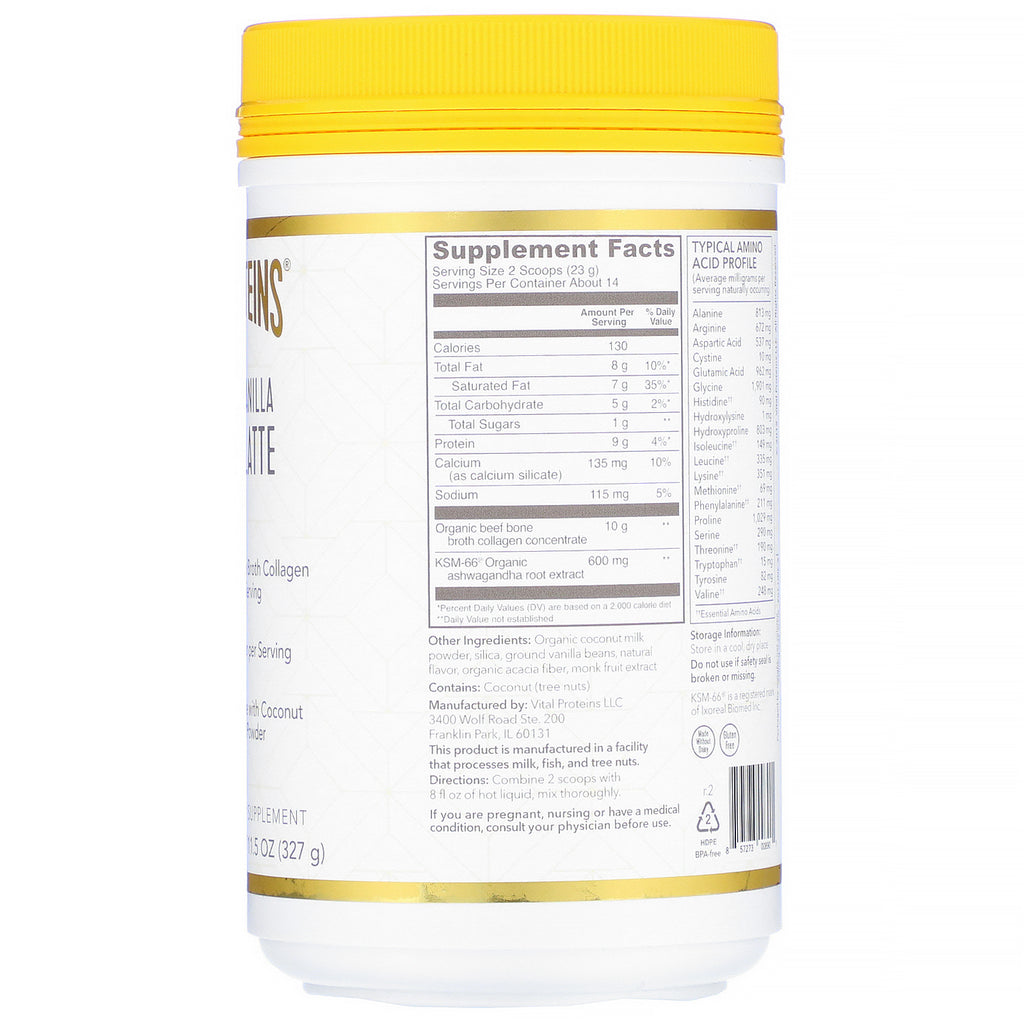 Vital Proteins, Latte de colágeno, vainilla de Madagascar, 327 g (11,5 oz)
