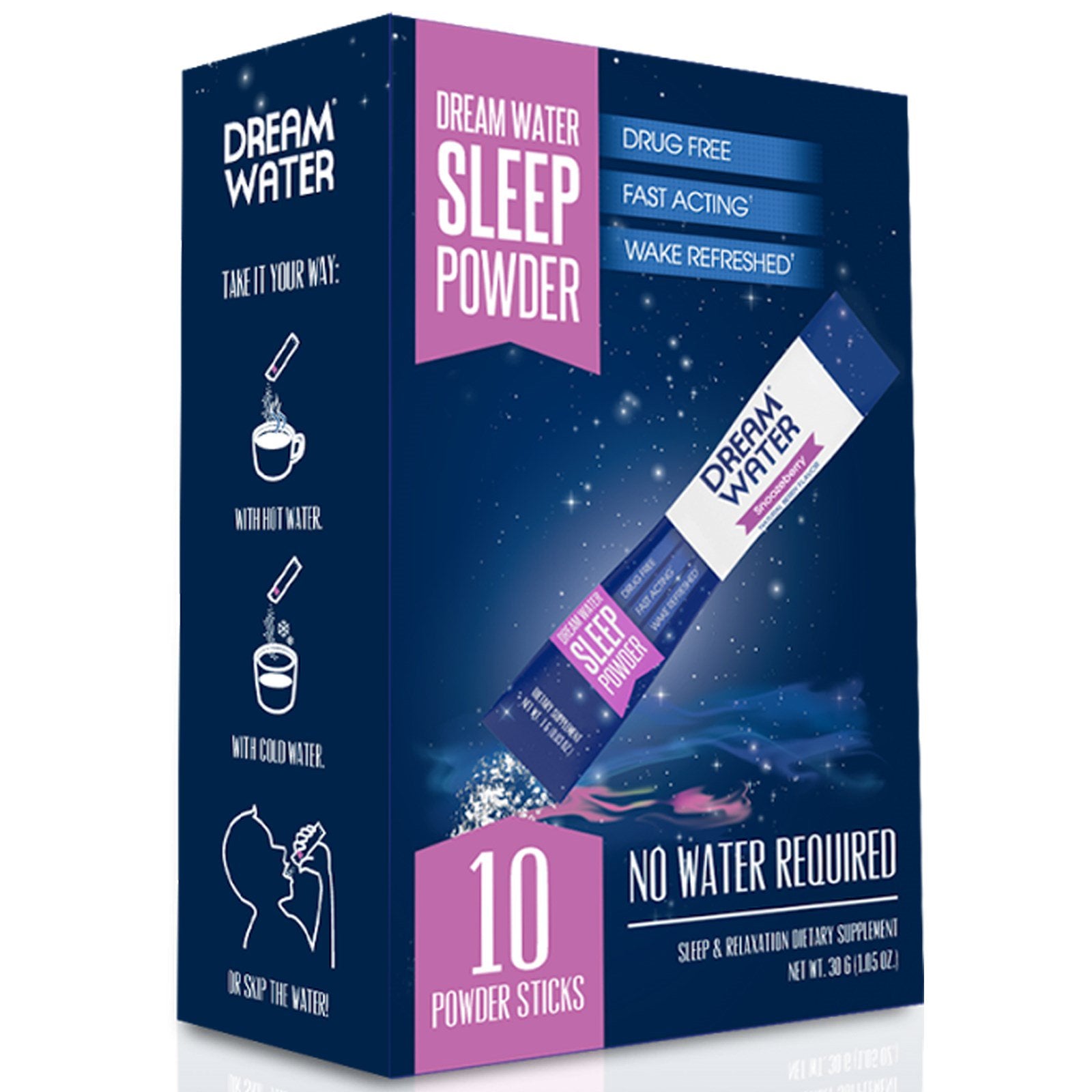 Dream Water, Sleep Powder, Snoozeberry, 10 Sticks, 3 g Each