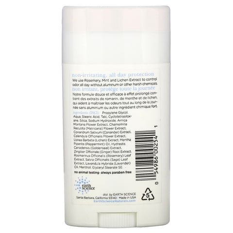 Earth Science, desodorante natural, menta y romero, 70 g (2,45 oz)