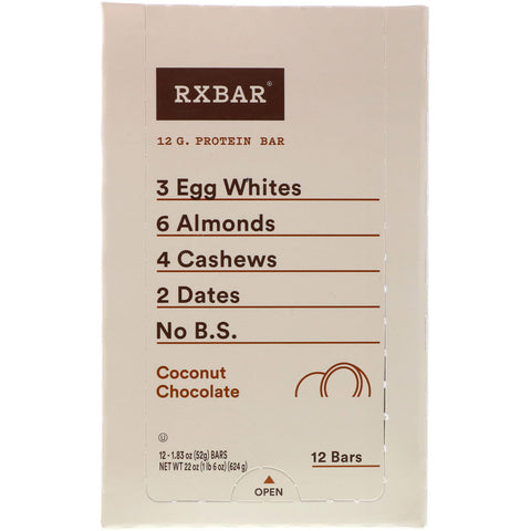 RXBAR, barra de proteína, chocolate con coco, 12 barras, 1,83 oz (52 g) cada una