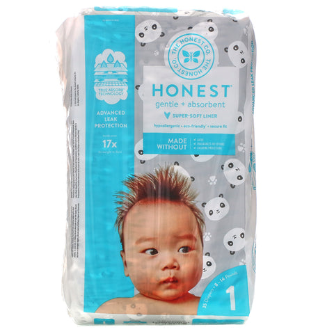 The Honest Company, Honest Diapers, Size 1, 8-14 Pounds, Pandas, 35 Diapers