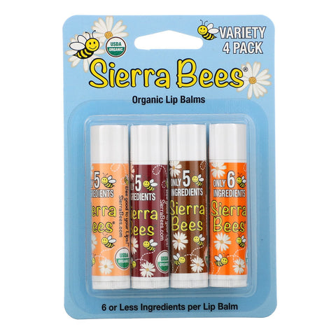 Sierra Bees, paquete variado de bálsamos labiales, paquete de 4, 4,25 g (0,15 oz) cada uno