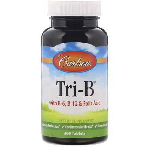 Carlson Labs, Tri-B with B6, B12 & Folic Acid, 360 Tablets