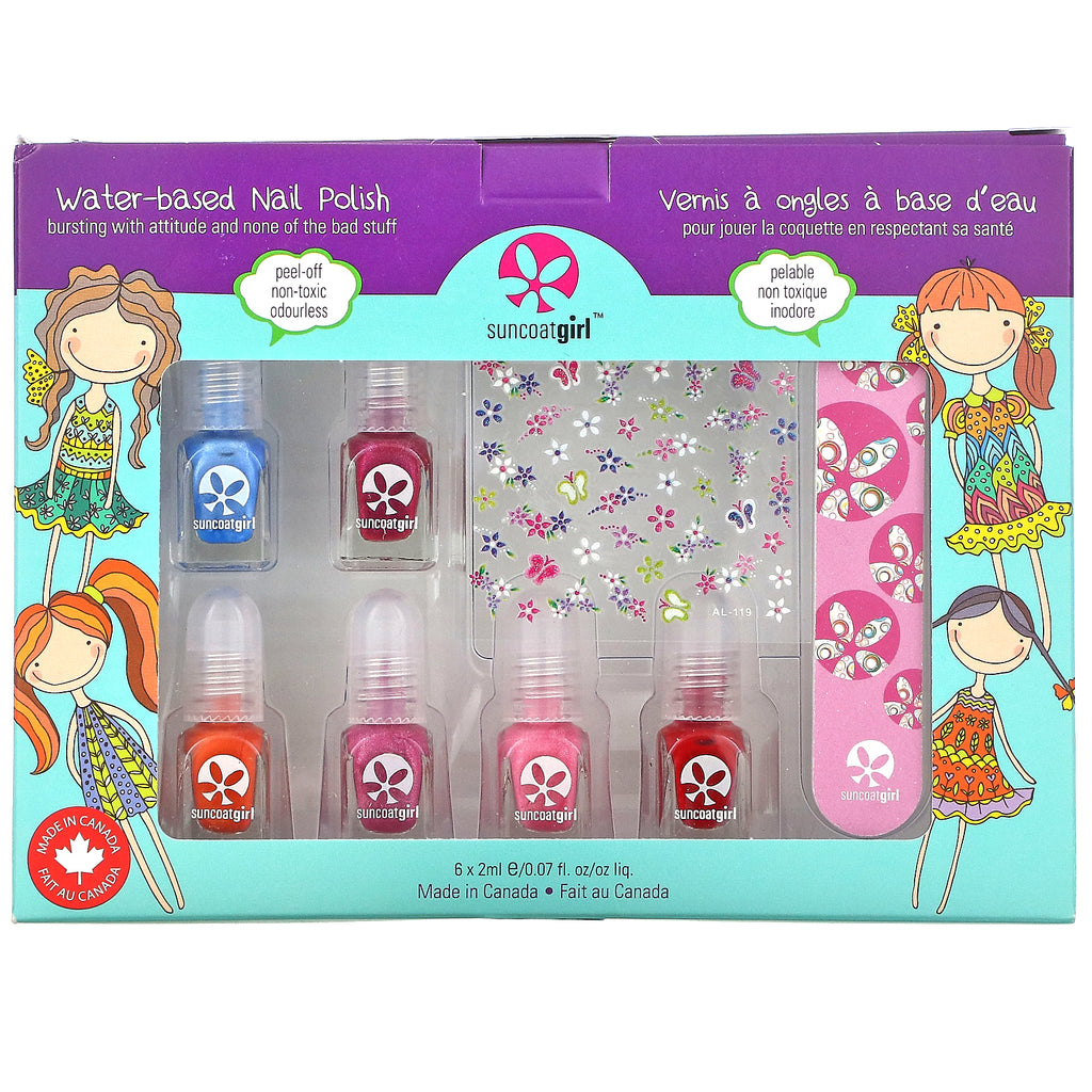 SuncoatGirl, Mini Mani Kit de esmalte de uñas a base de agua, 8 piezas