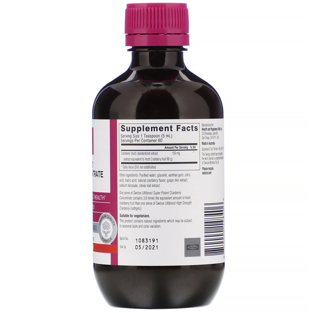 Swisse, Ultiboost, concentrado de arándano rojo súper potente, 90 000 mg, 300 ml (10,1 oz. líq.)