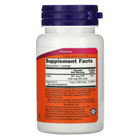 Now Foods, B-12, 1.000 mcg, 100 sugetabletter